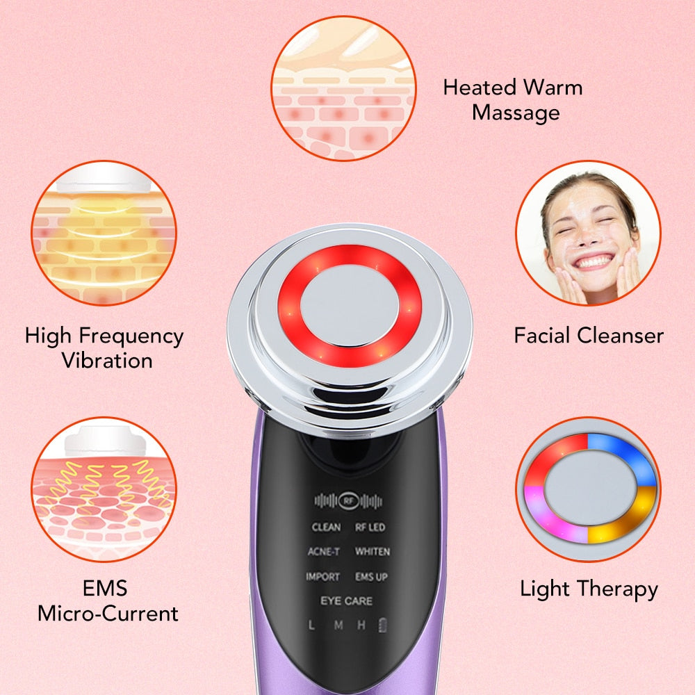 7 in 1 Microcurrent LED Therapy Skin Rejuvenation Facial Massager